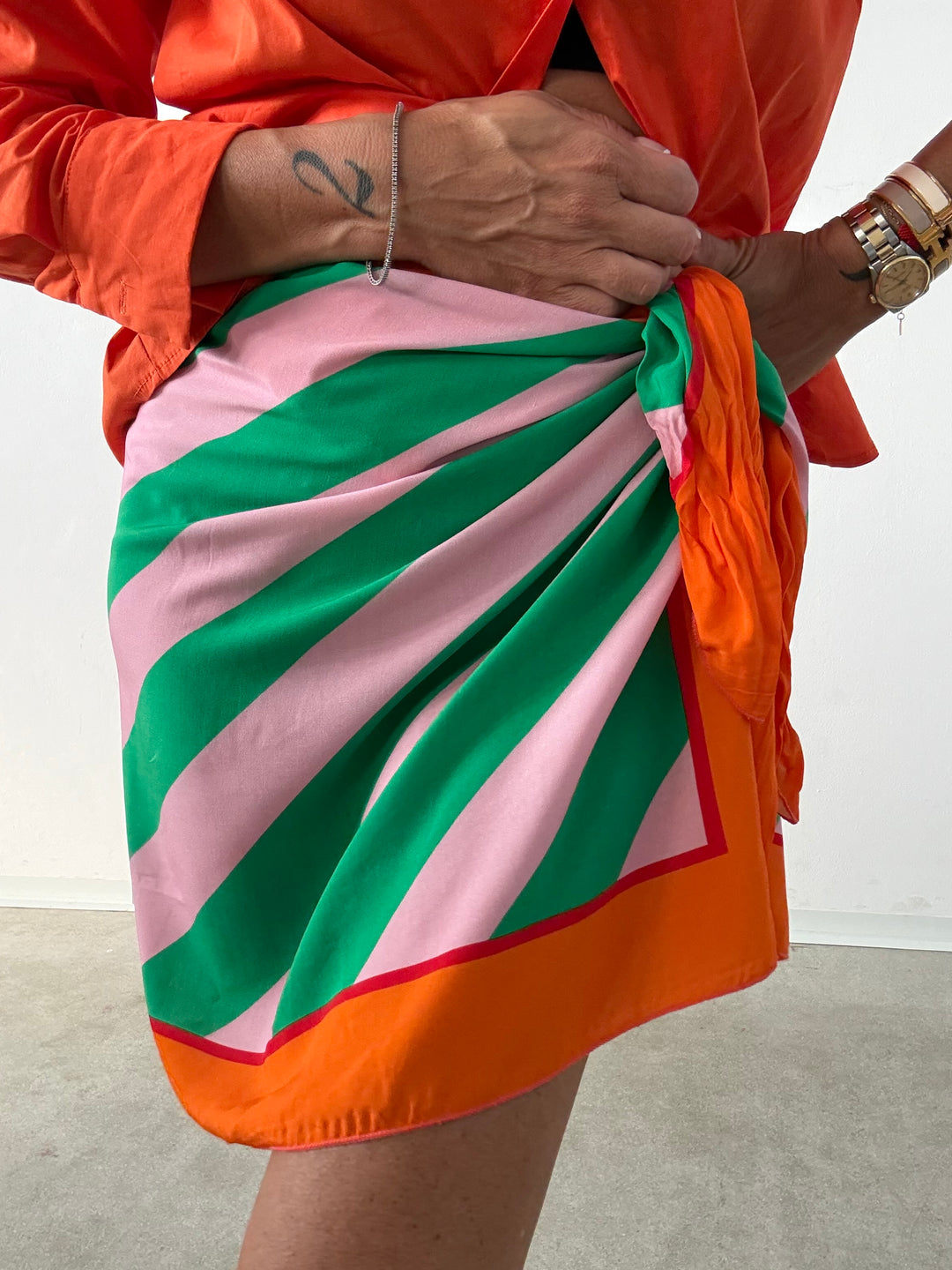 GONNA PAREO RIGHE ARANCIO/ROSA/VERDE