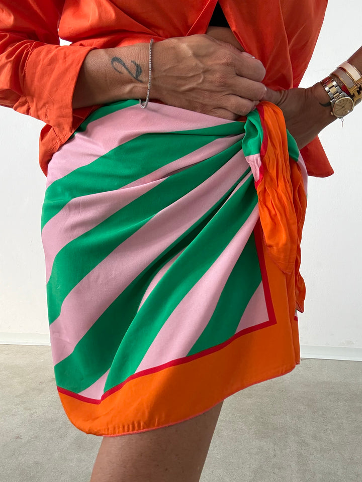 GONNA PAREO RIGHE ARANCIO/ROSA/VERDE