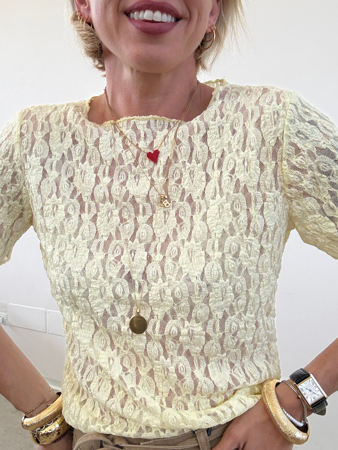 TSHIRT CRISTINA M/CORTA PIZZO LEMON