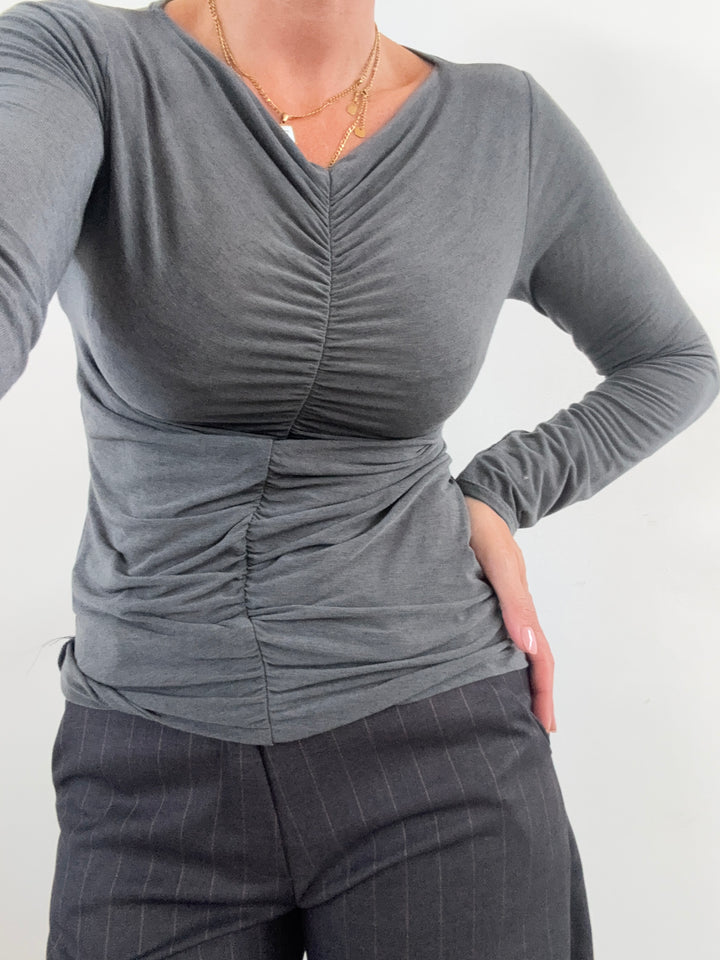 TSHIRT DRAPPEGGIATA MIDGREY