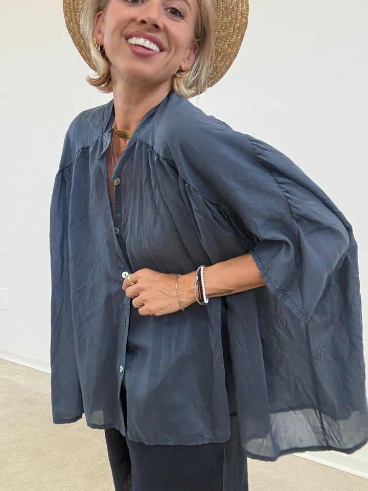 CAMICIA SCATOLA ORGANZA BLU