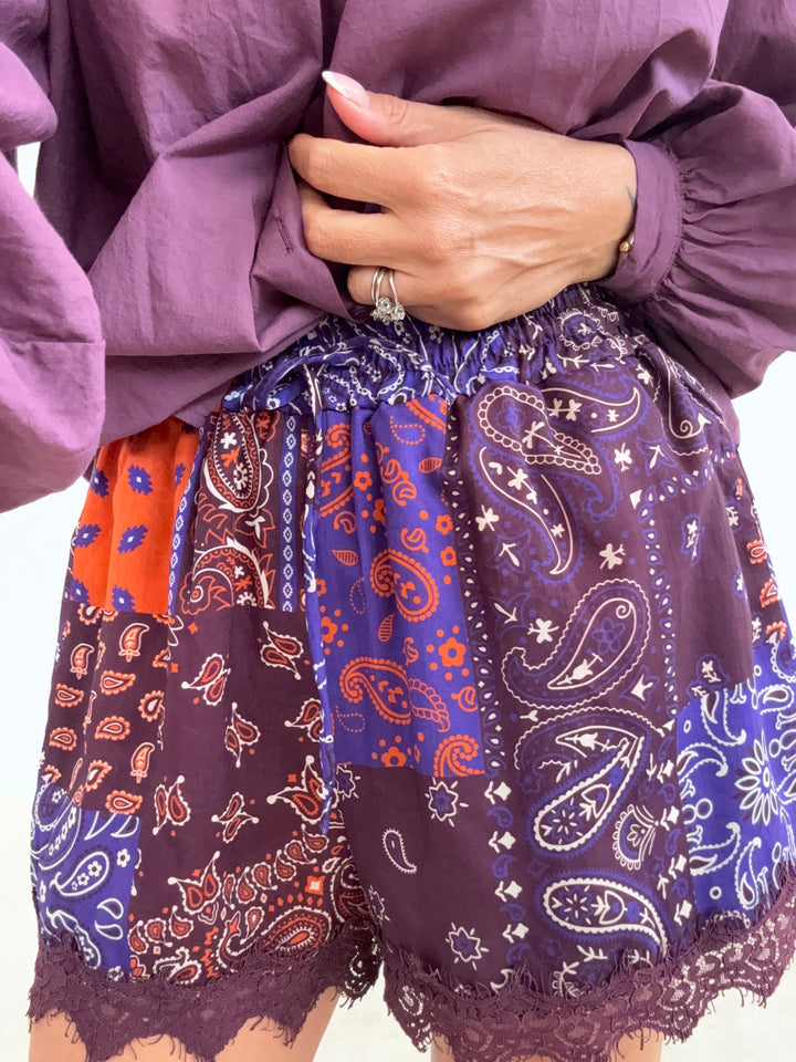 BERMUDA MIX PIZZO BANDANA VIOLA