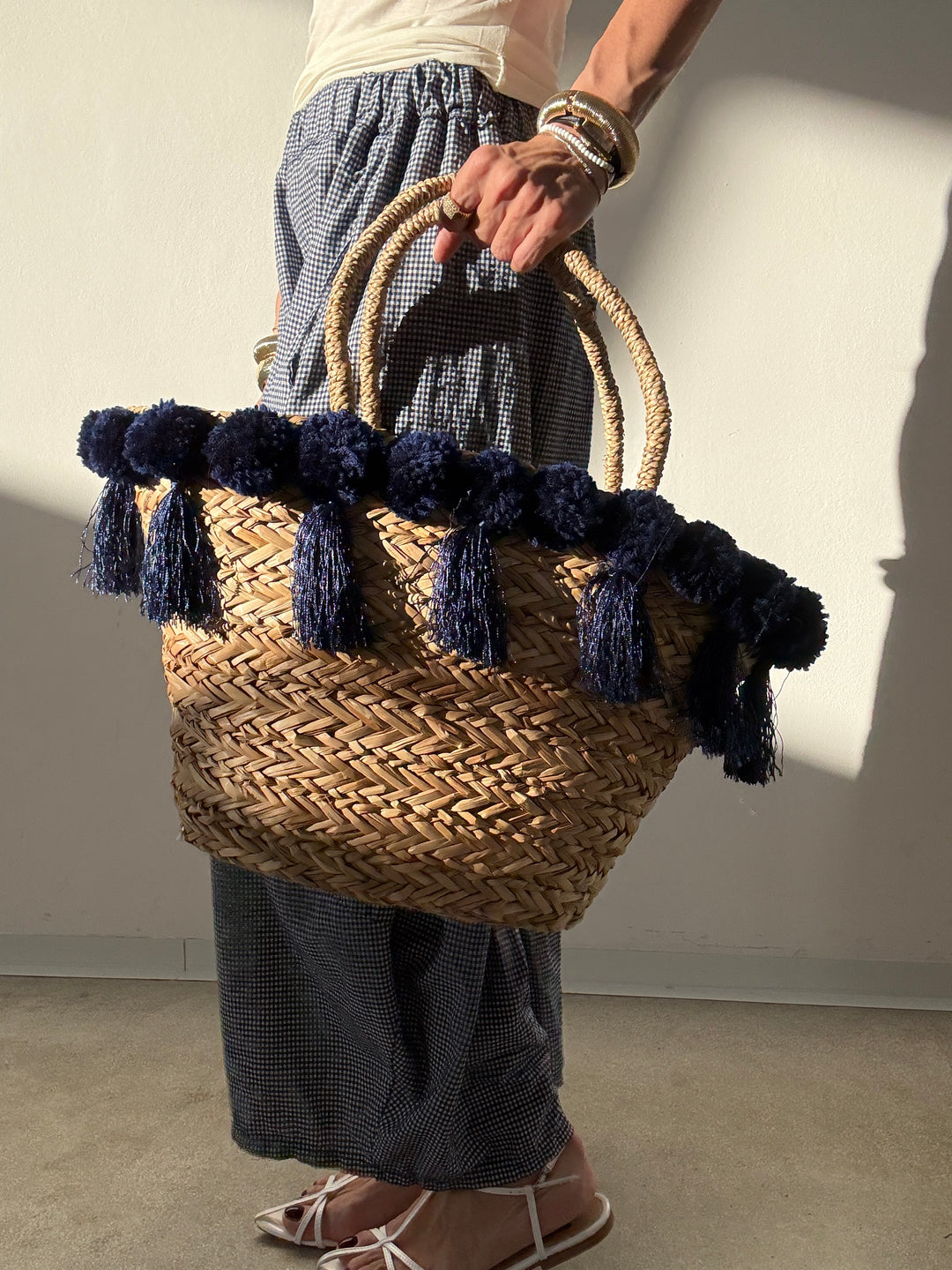 BORSA POSITANO PAGLIA BLU