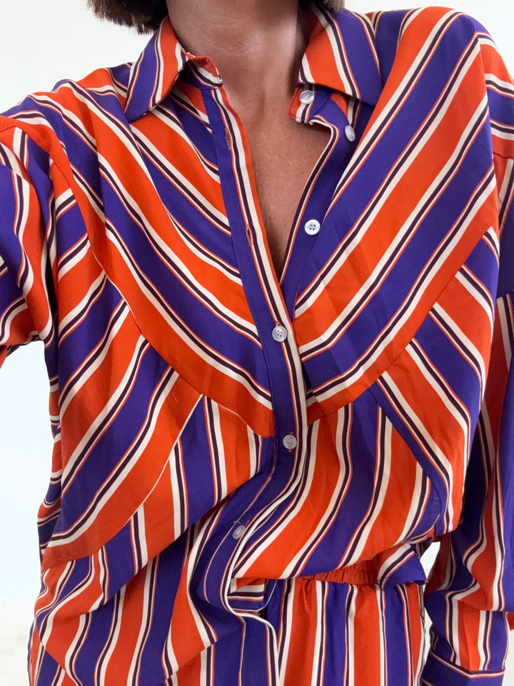 CAMICIA RIGHE MIX ARANCIO