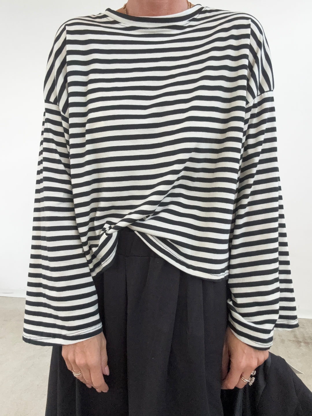 TSHIRT CAMILLA RIGHE BIANCO/NERO