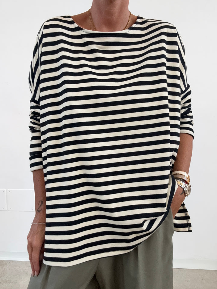 TSHIRT RIGA OVER NERO/PANNA