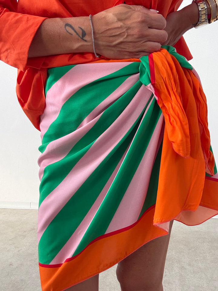 GONNA PAREO RIGHE ARANCIO/ROSA/VERDE