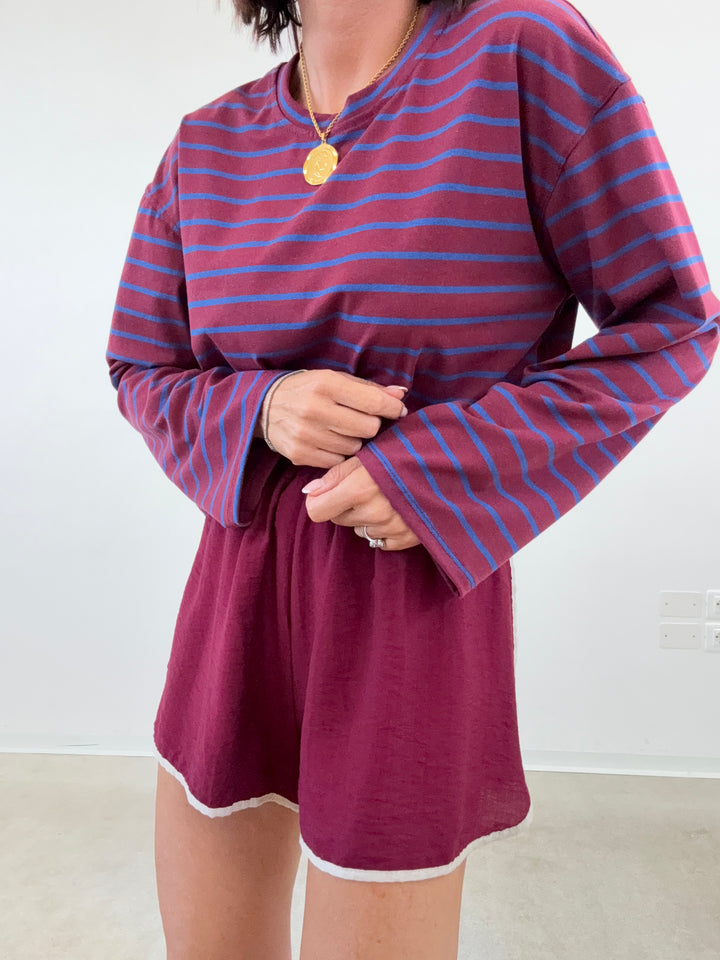 TSHIRT GILDA RIGA VINO/BLU