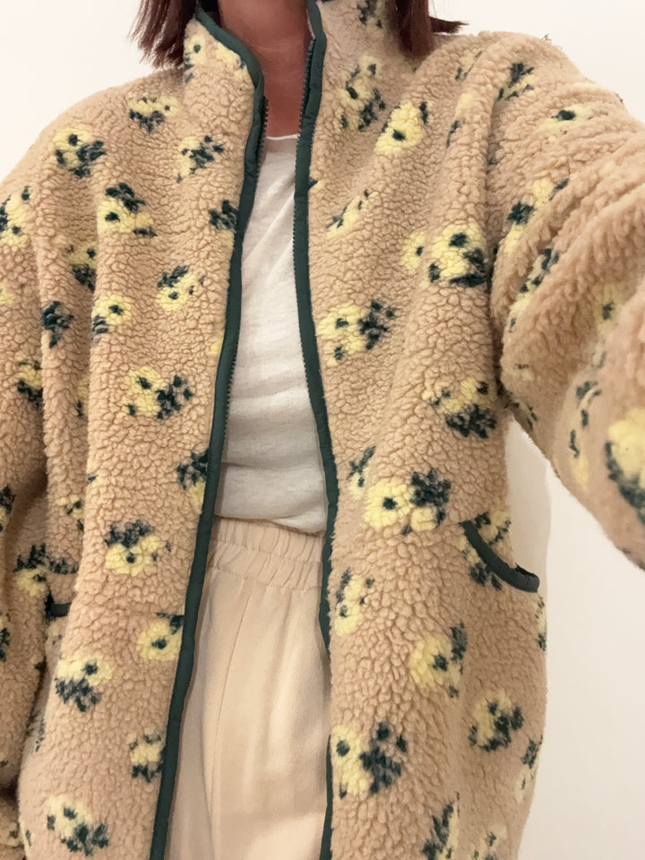 GIACCA TEDDY FIORELLINI BEIGE/GIALLO