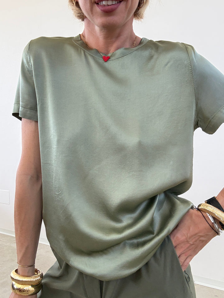 TSHIRT BETTA SATIN MILITARE