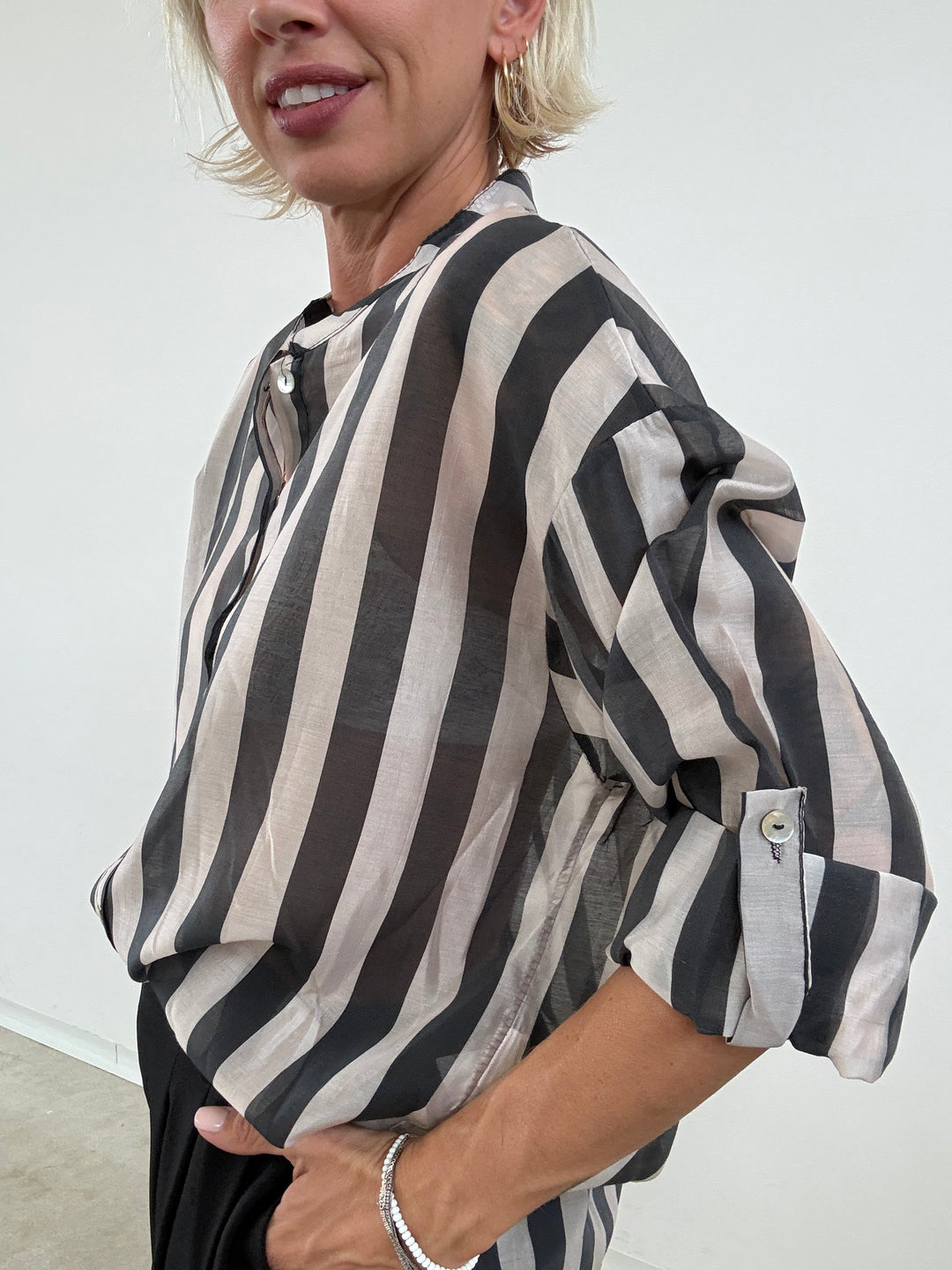 CAMICIA SOFIA RIGA NERO/PANNA