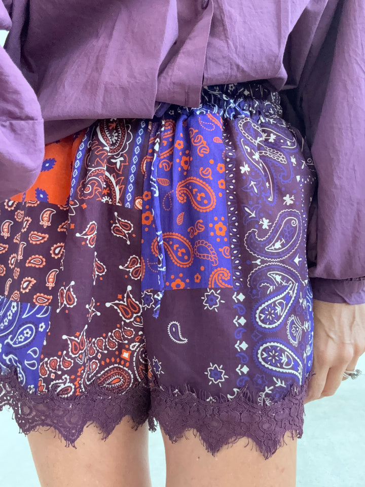 BERMUDA MIX PIZZO BANDANA VIOLA