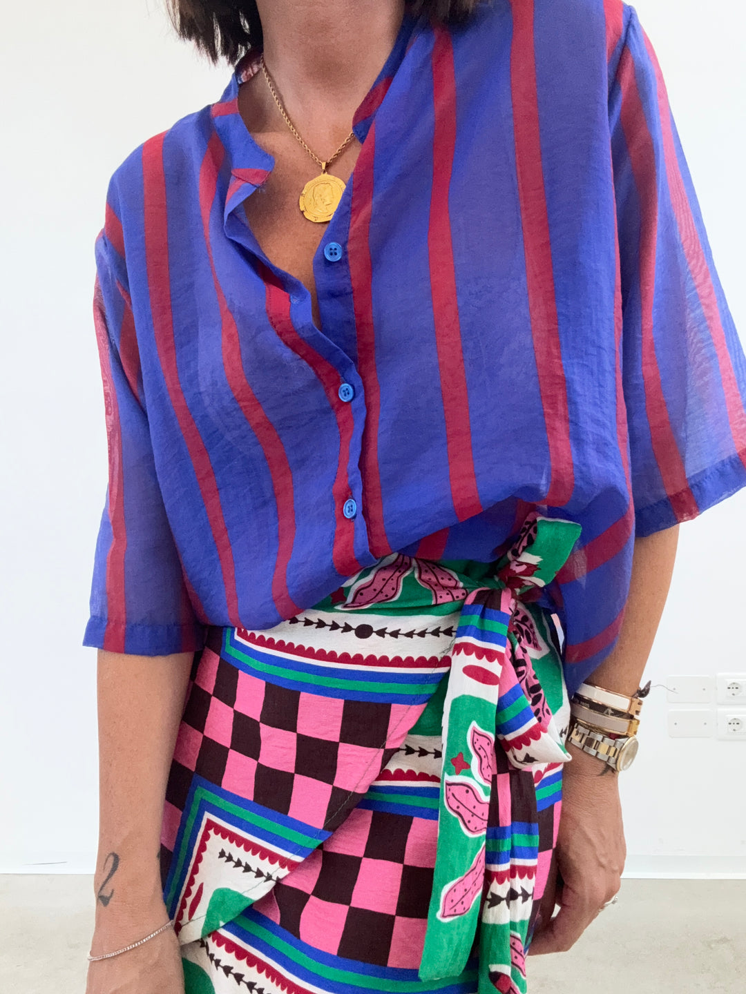 CAMICIA GIOVI RIGA BLU/ROSSO