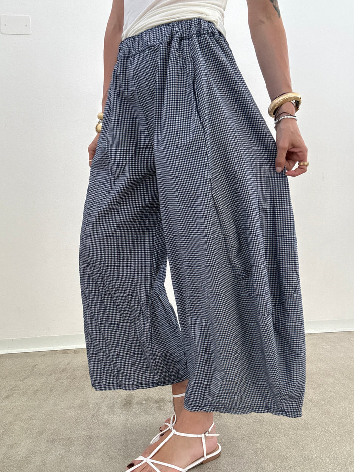 PANTALONE MARIANNA VICHY BLU