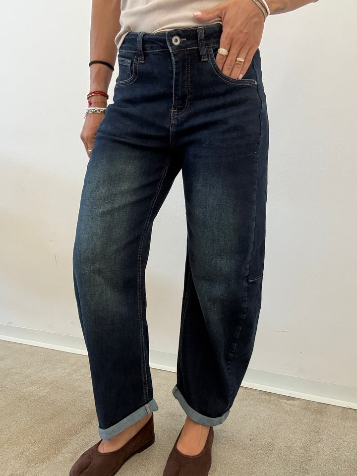 DENIM ANITA BARREL STONEWASH BLU SCURO
