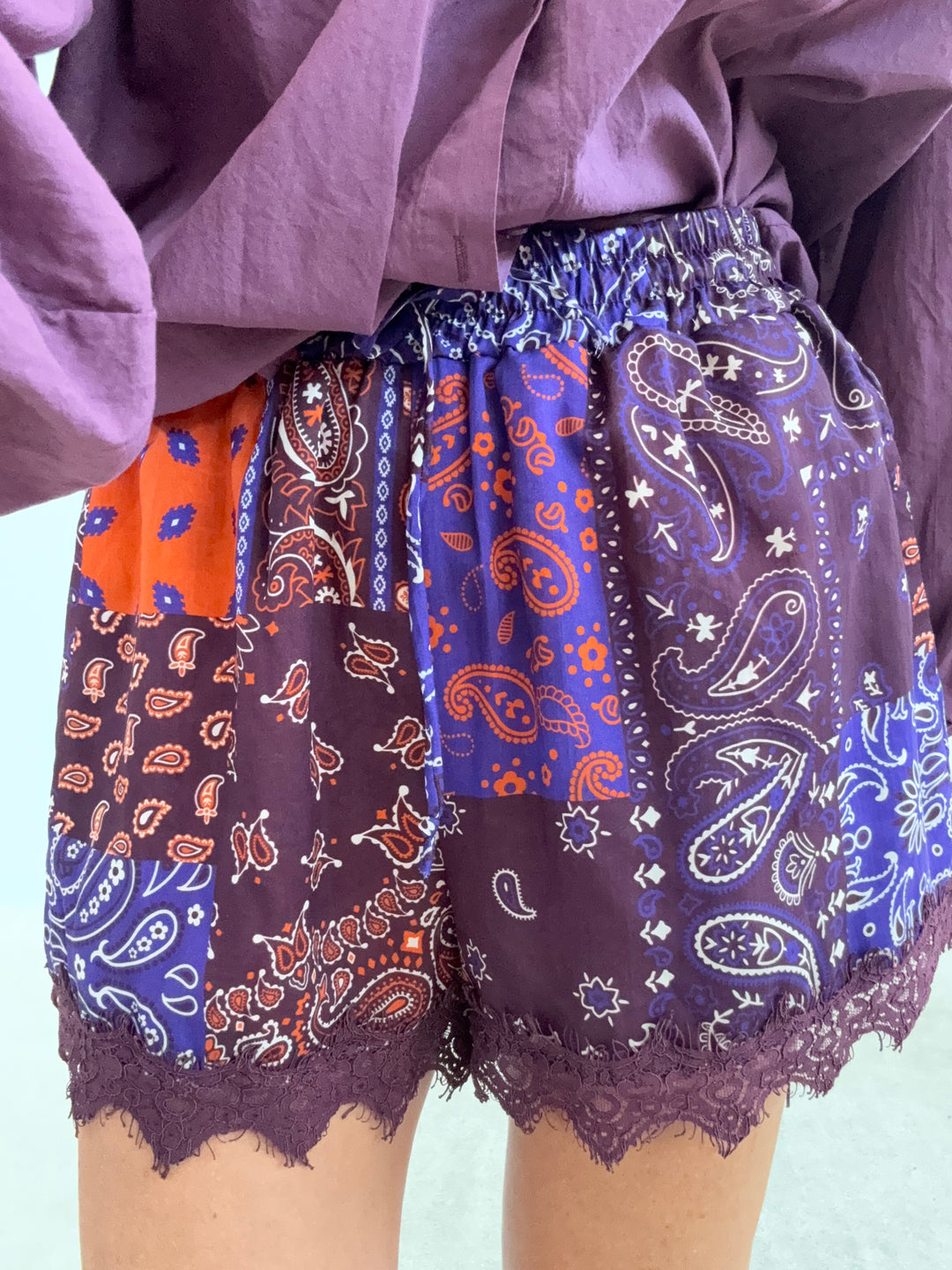 BERMUDA MIX PIZZO BANDANA VIOLA