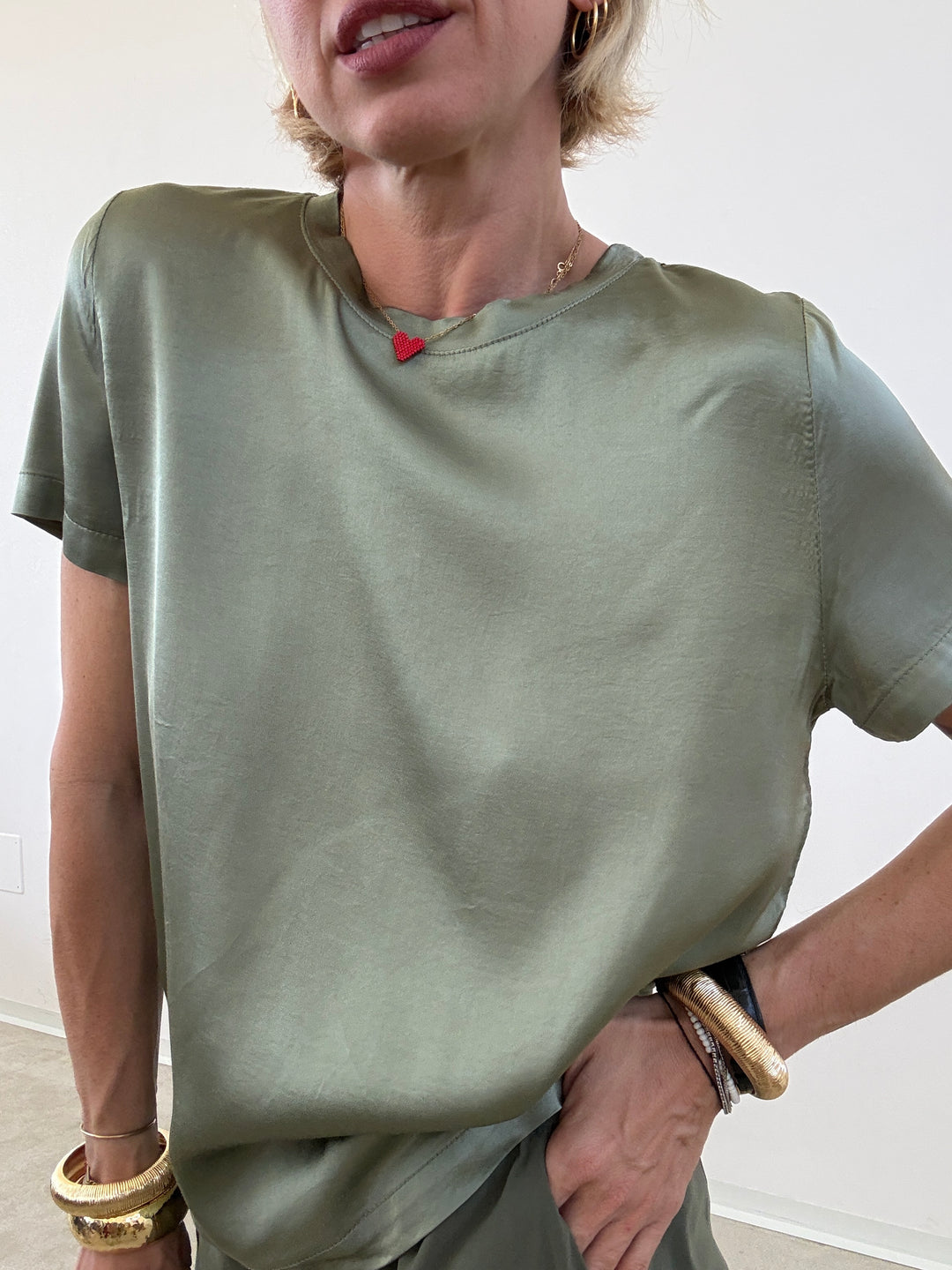 TSHIRT BETTA SATIN MILITARE