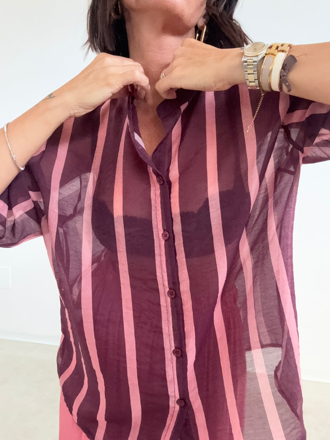 CAMICIA GIOVI RIGA MELANZANA/ROSA