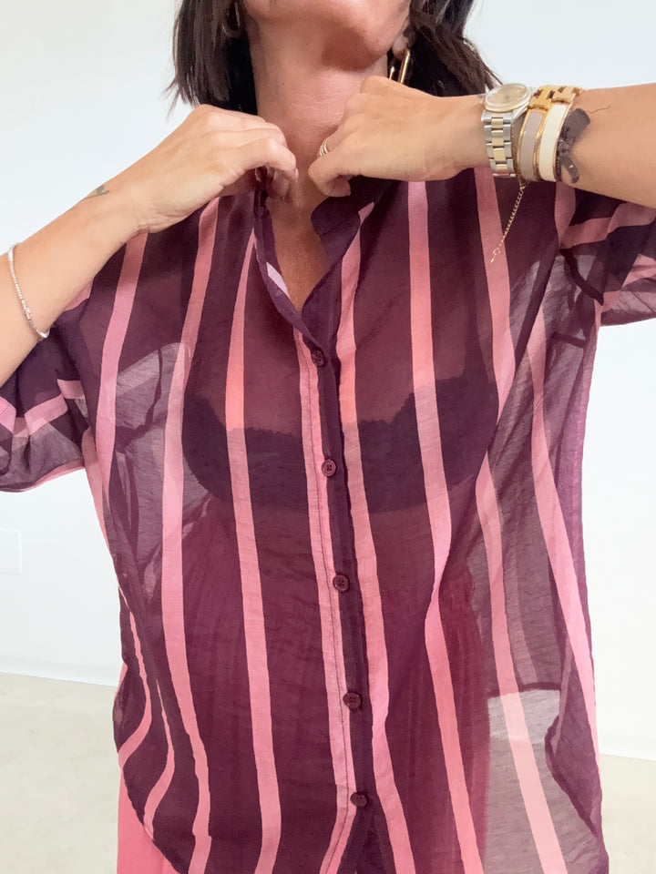 CAMICIA GIOVI RIGA MELANZANA/ROSA