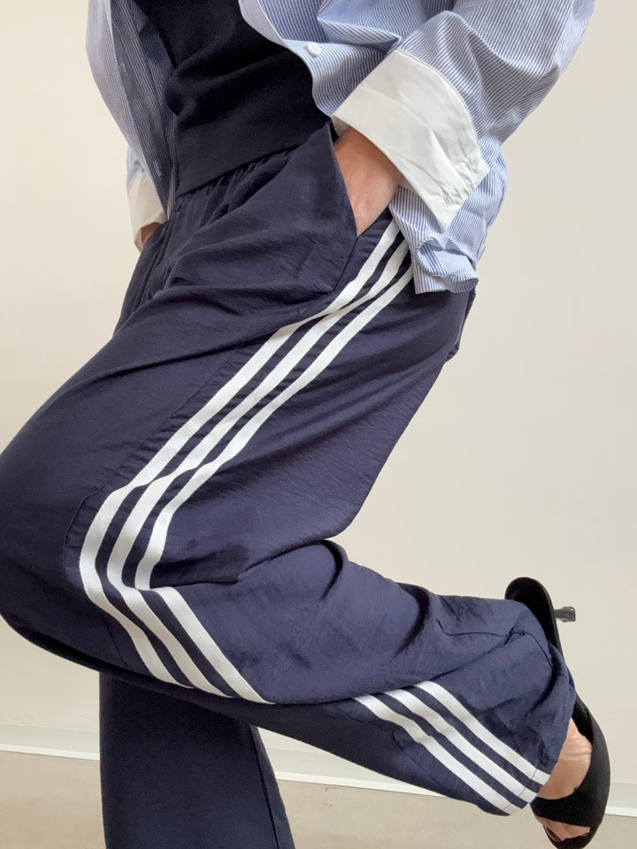 PANTA AISHA VISCOSA BLU/BIANCO