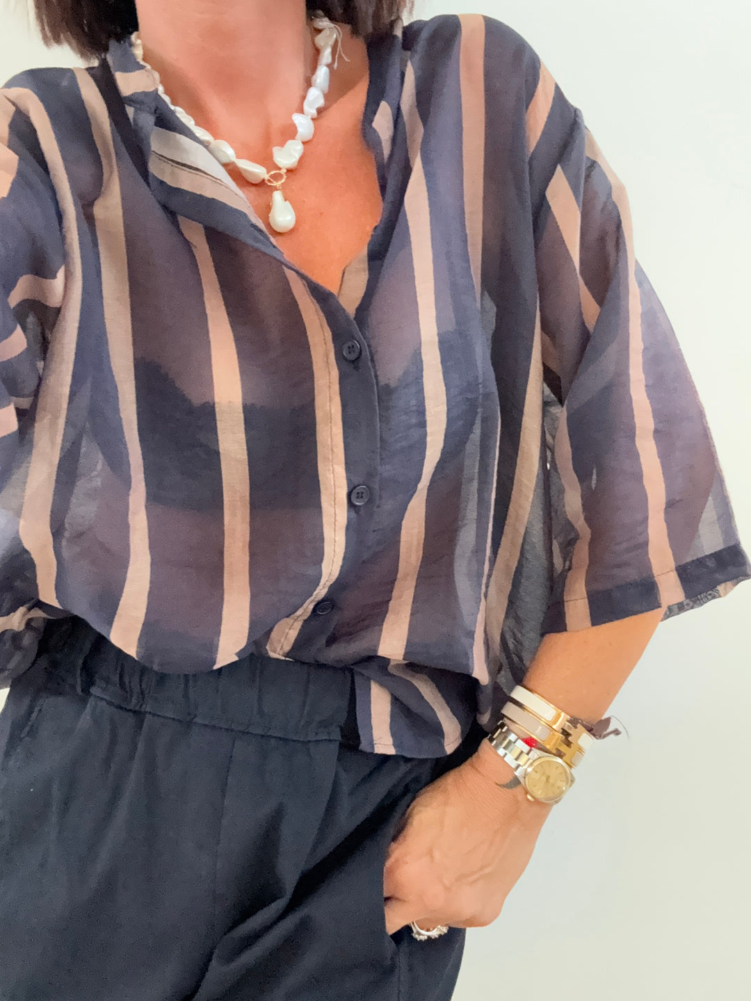 CAMICIA GIOVI RIGA BLU/BEIGE