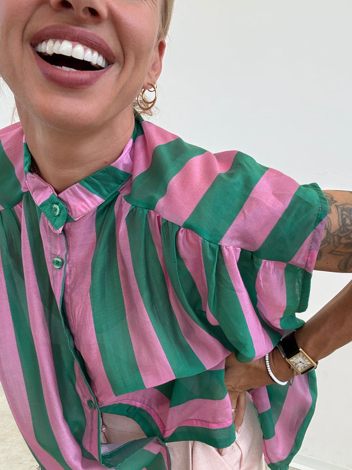 CAMICIA GIROMANICA RIGHE TIFFANY/CICLAMINO