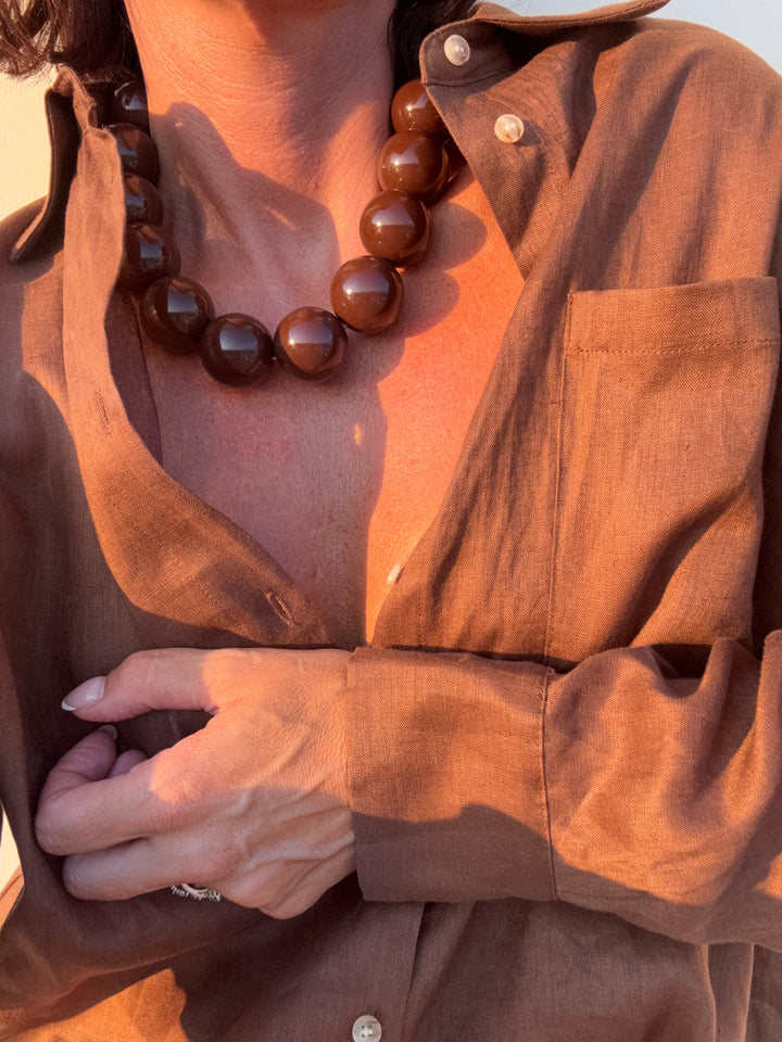 COLLANA SFERE GRANDI CIOCCOLATO