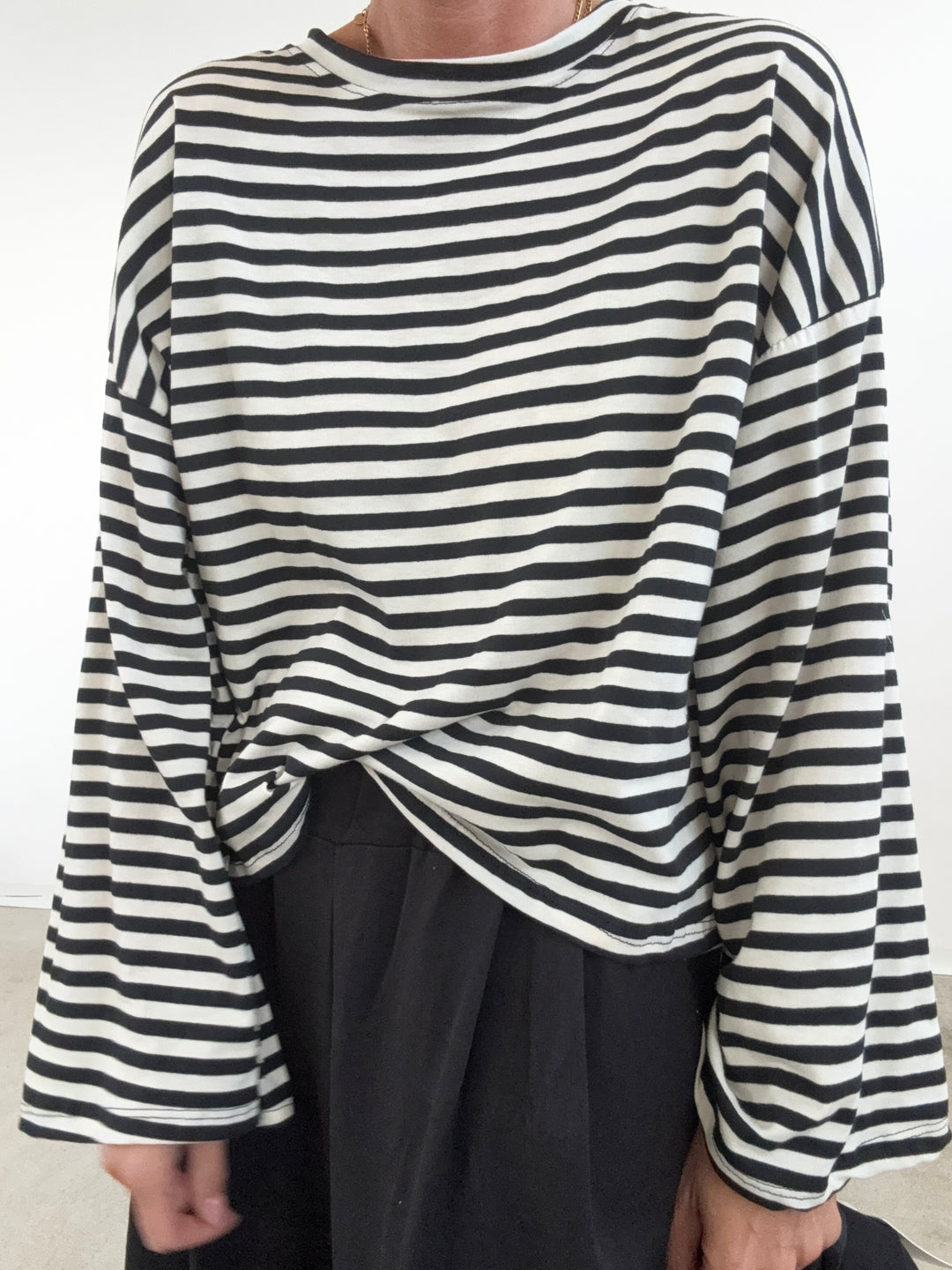TSHIRT CAMILLA RIGHE BIANCO/NERO