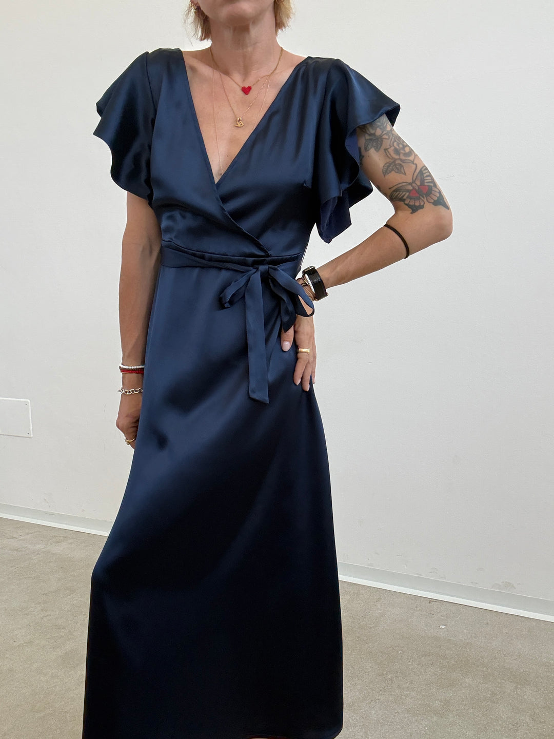 ABITO MELISSA SATIN BLU NAVY