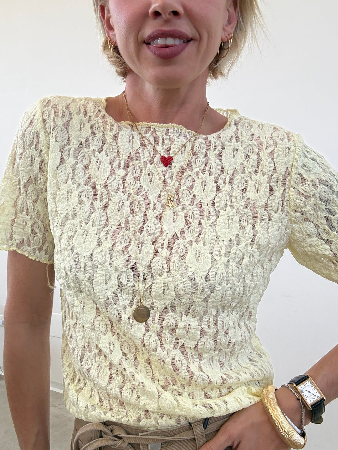 TSHIRT CRISTINA M/CORTA PIZZO LEMON