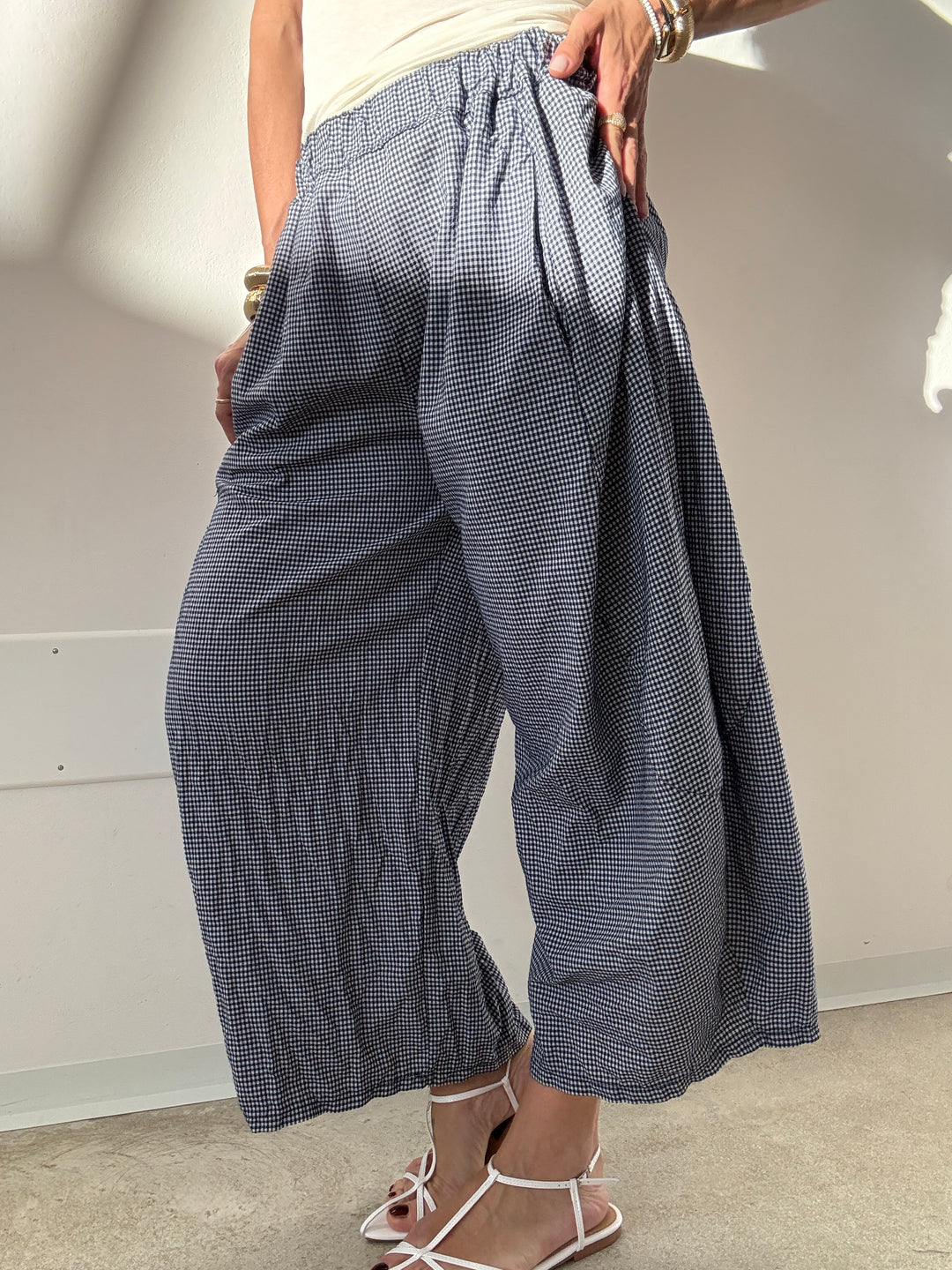 PANTALONE MARIANNA VICHY BLU