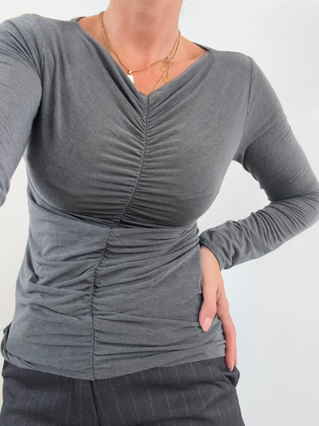 TSHIRT DRAPPEGGIATA MIDGREY