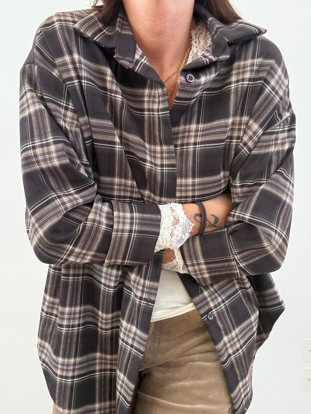 CAMICIA MIRTA CHECK MORO/BEIGE