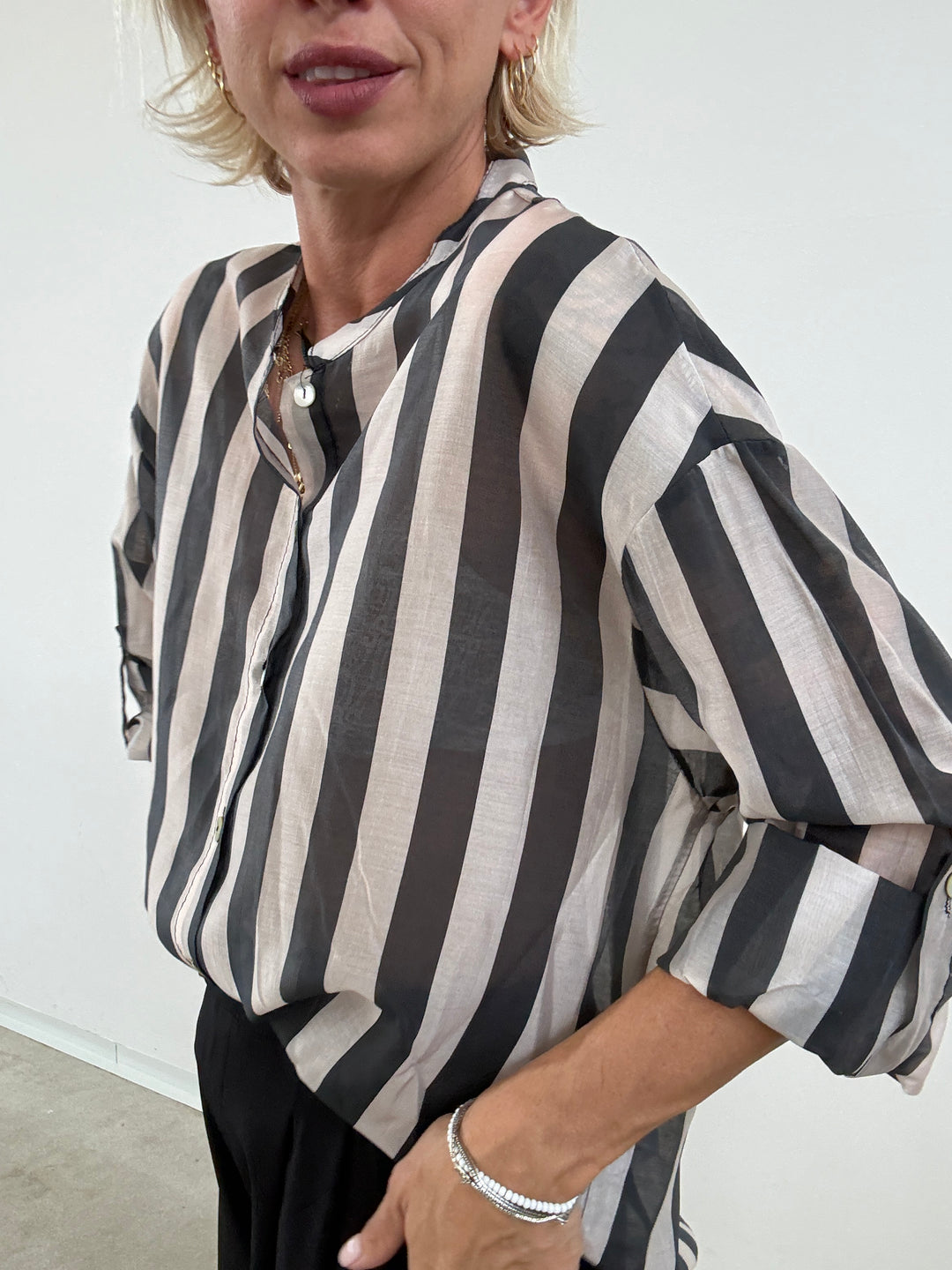CAMICIA SOFIA RIGA NERO/PANNA