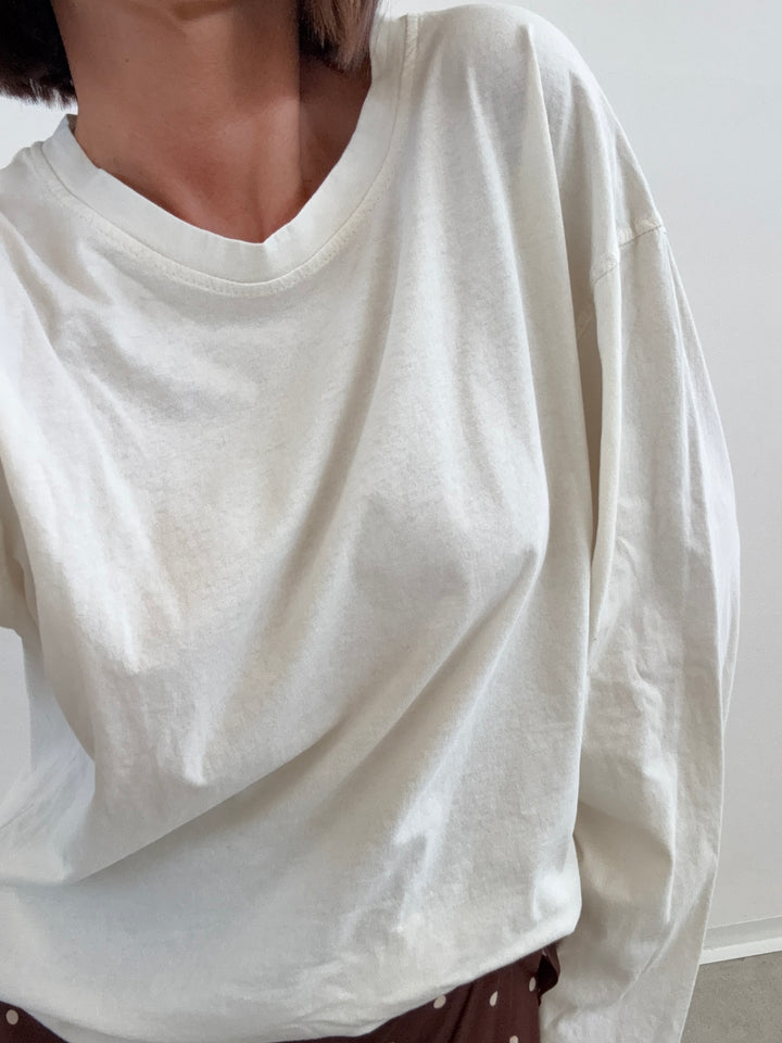 TSHIRT OVER BASIC MANICA LUNGA BURRO