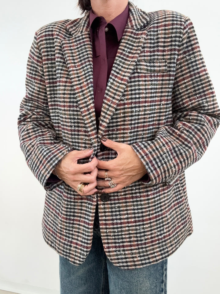 GIACCA VICHY NERO/BORDEAUX
