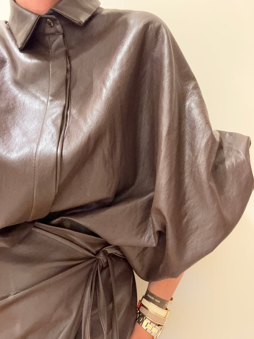 CAMICIA ECOPELLE MARRONE