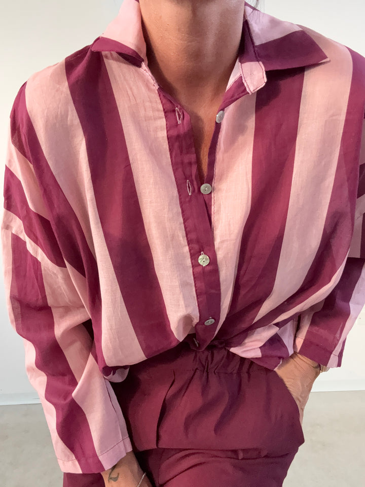 CAMICIA RIGA  BORDEAUX ROSA