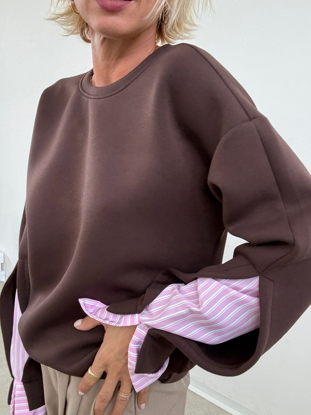FELPA MANICA CAMICIA CIOCCO