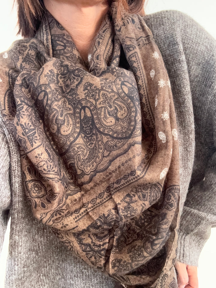 SCIARPA VISCOSA PAISLEY CIOCCO