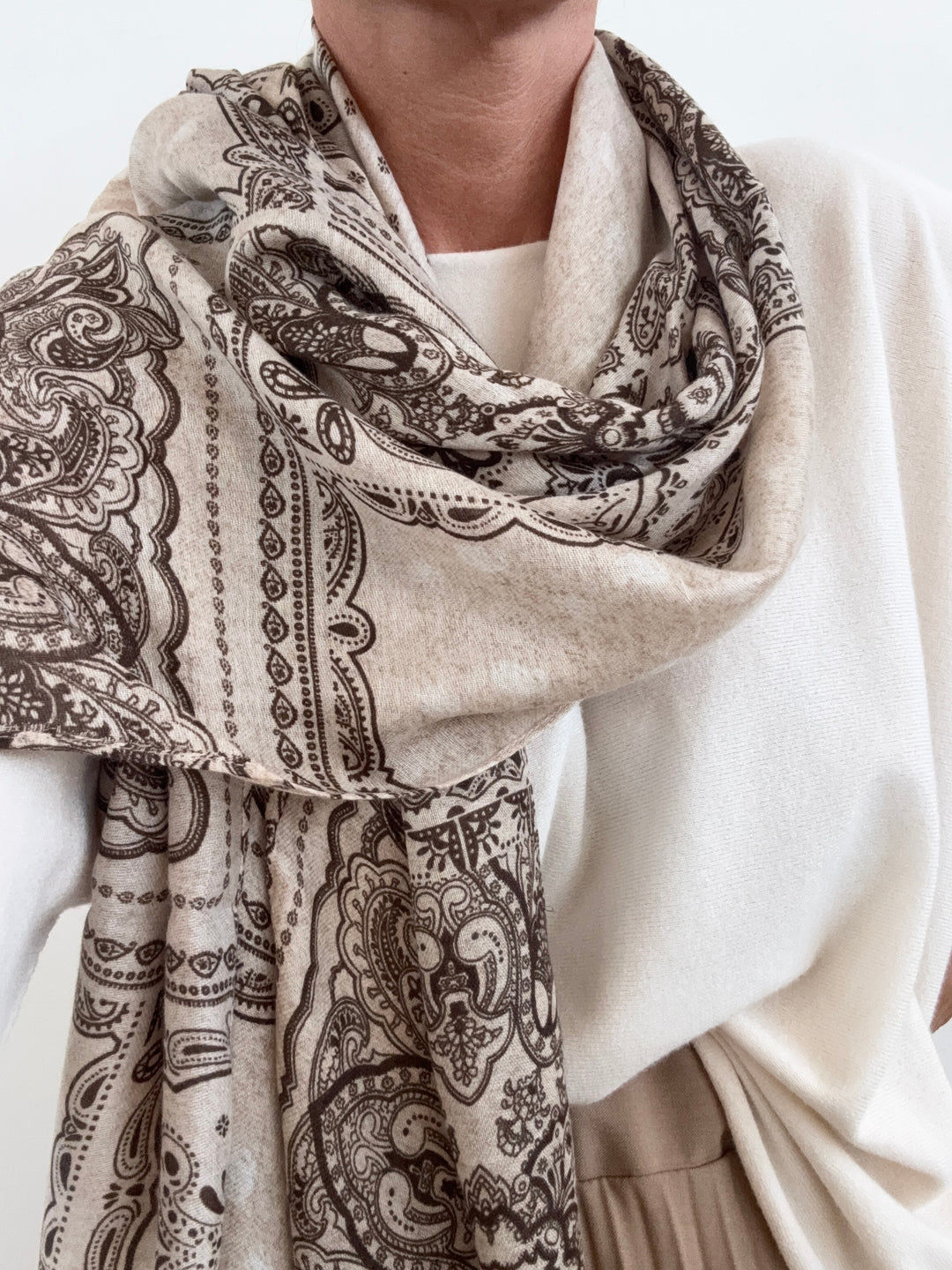 SCIARPA VISCOSA PAISLEY BEIGE