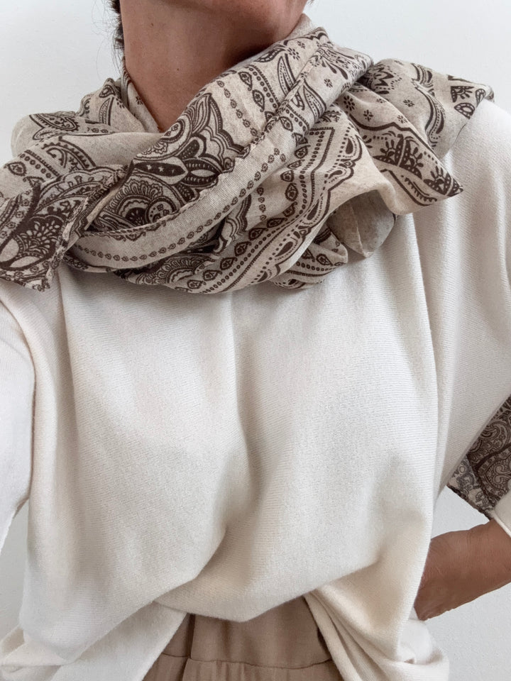 SCIARPA VISCOSA PAISLEY BEIGE