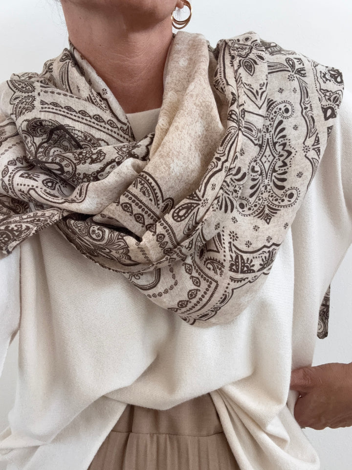 SCIARPA VISCOSA PAISLEY BEIGE