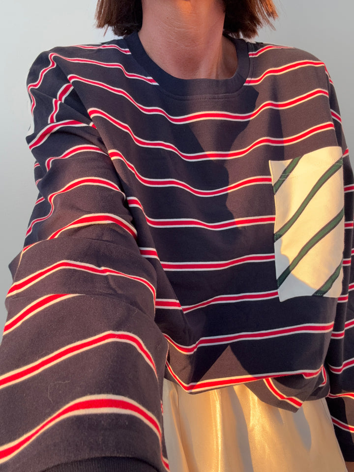 TSHIRT M\L  OVER BASIC MIX RIGHE BLU