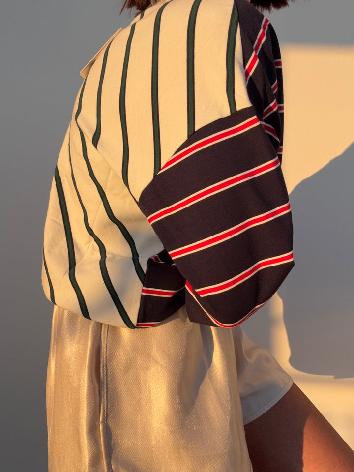 TSHIRT M\L  OVER BASIC MIX RIGHE BLU