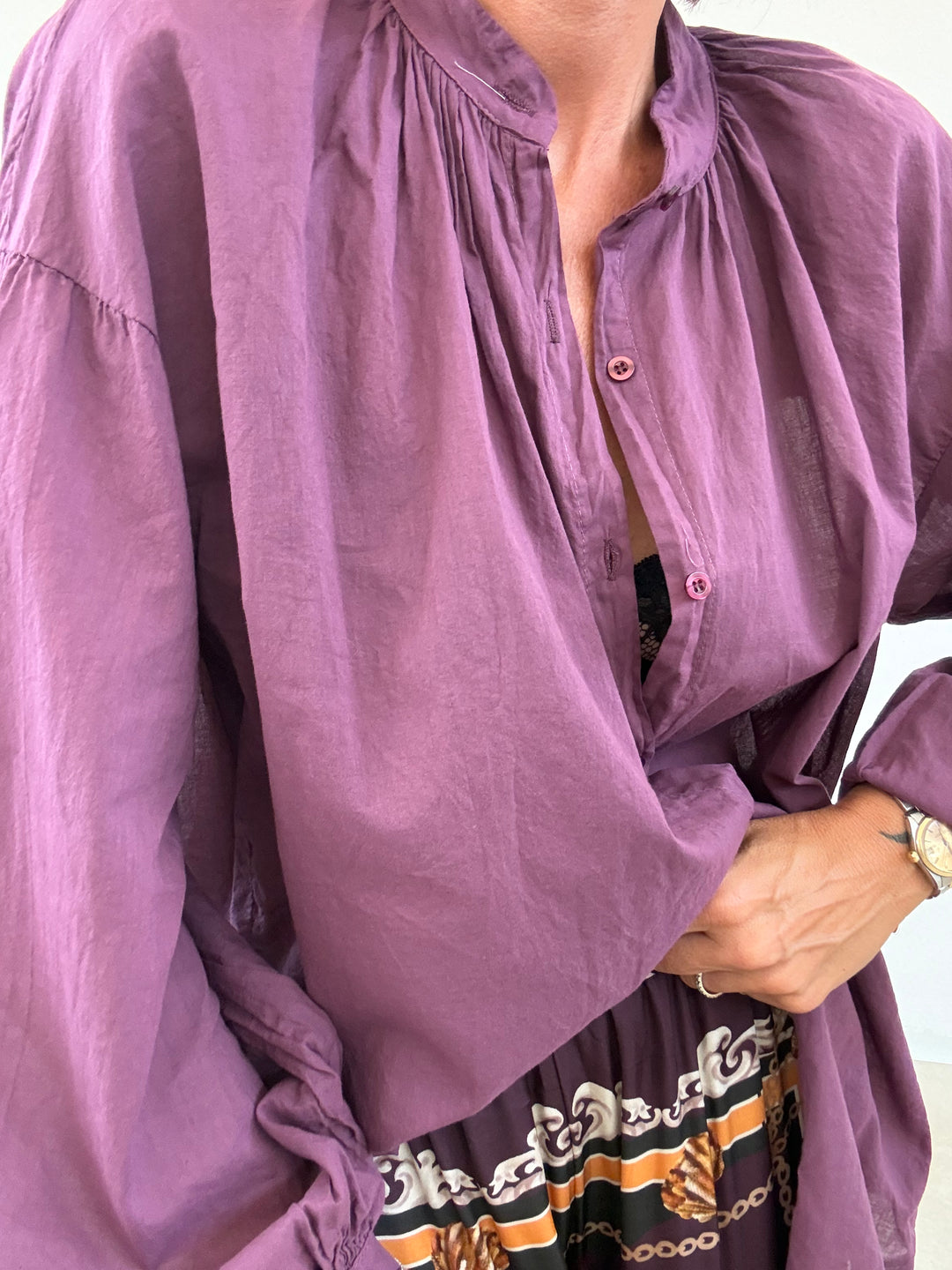 CAMICIA MUSSOLA MELANZANA