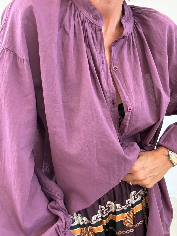 CAMICIA MUSSOLA MELANZANA