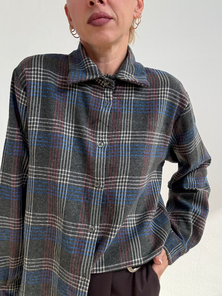 CAMICIA FLANELLA CHECK ANTRACITE/BLUETTE
