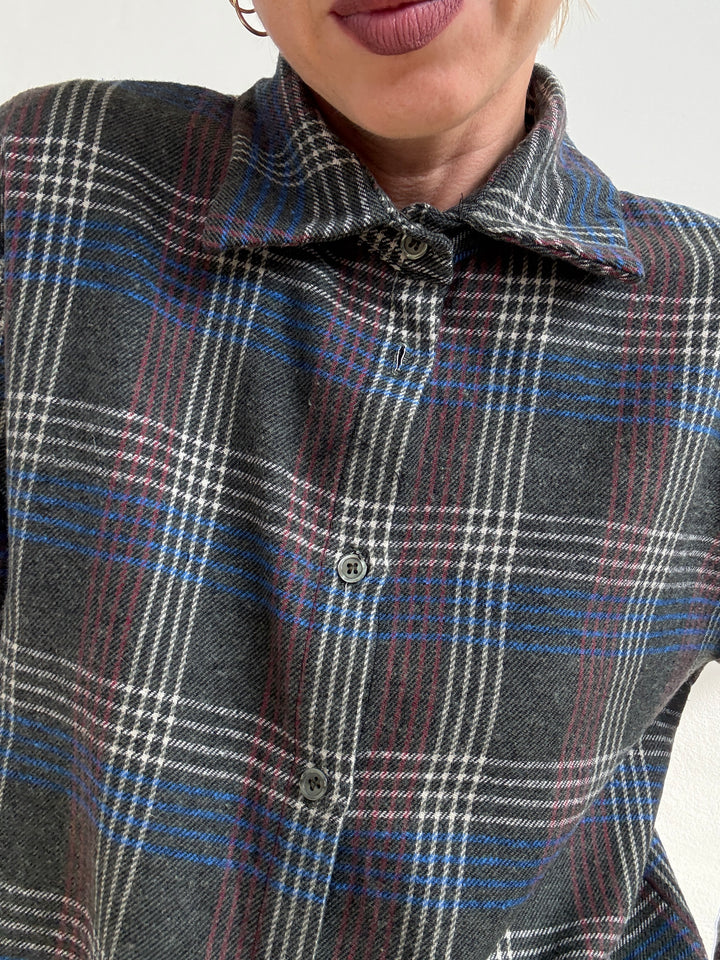 CAMICIA FLANELLA CHECK ANTRACITE/BLUETTE