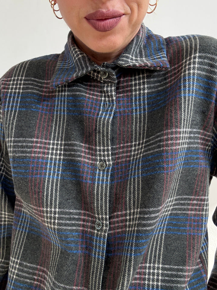 CAMICIA FLANELLA CHECK ANTRACITE/BLUETTE